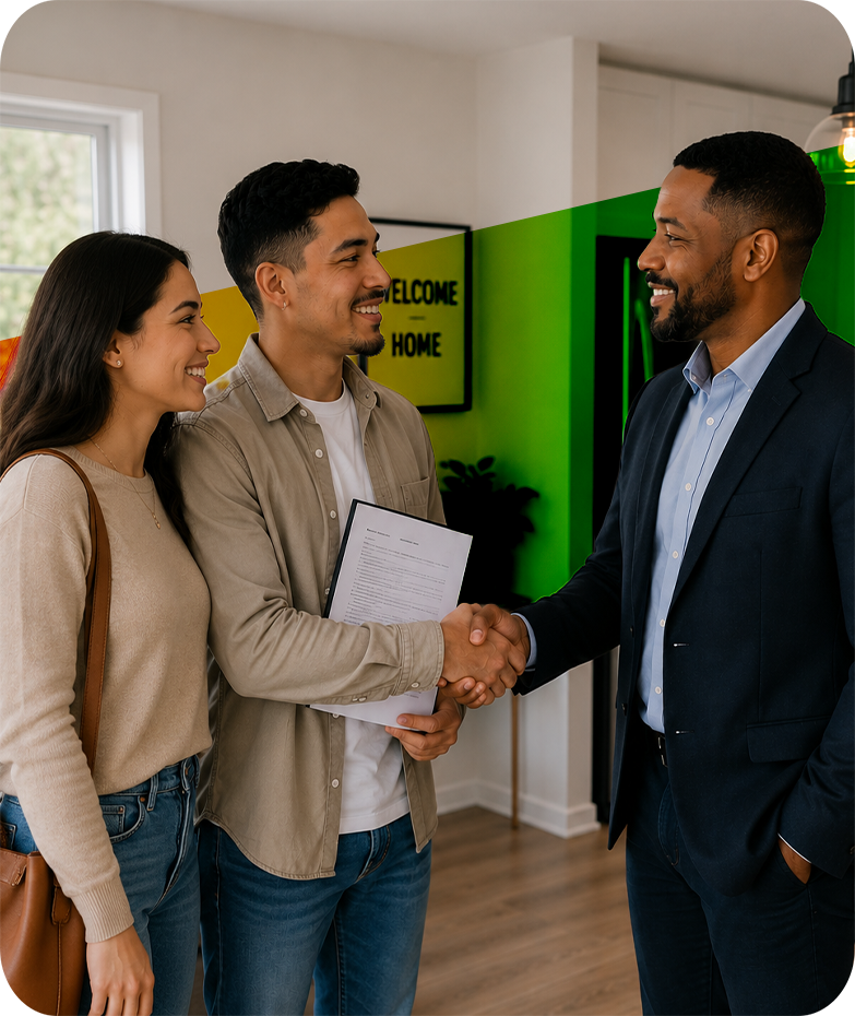 Renters meeting with a housing professional